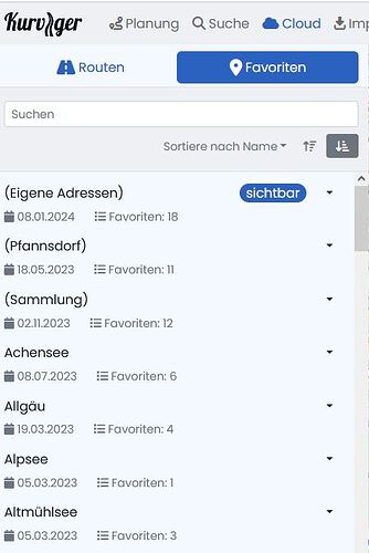Seitenfenster Cloud Favoriten