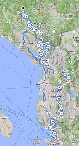 Nur mit Wegpunkten wird die Route ohne Reihenfolge angezeigt.
