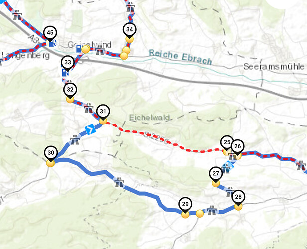 Kurviger-Aufgezeichnete Route