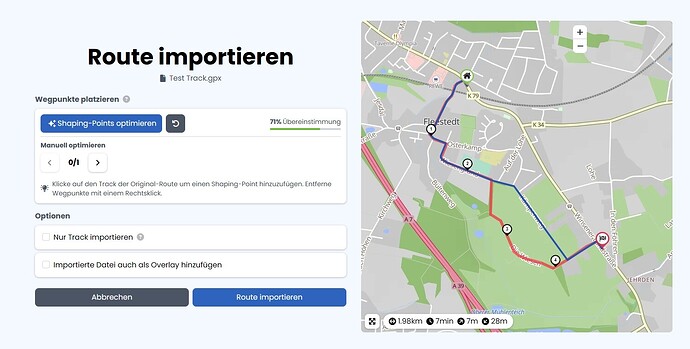1 Route importiert