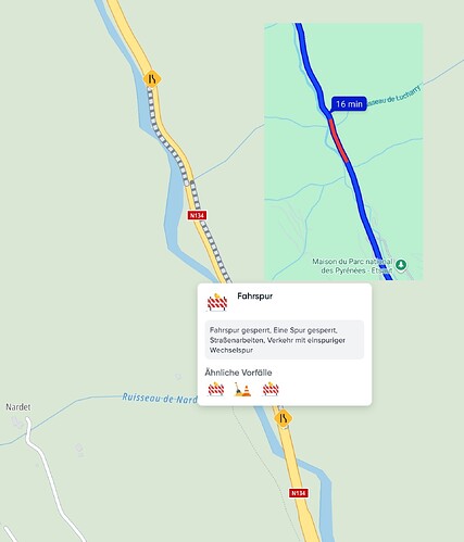 eine Spur gesperrt
