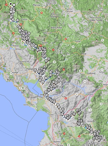 Beim kml Import mit Auswahl nur Track wird die Route 1-1 angezeigt.