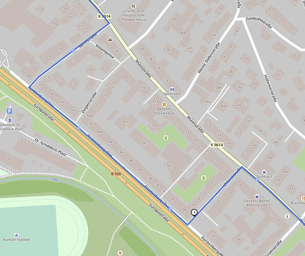 Wegpunkte auf Strasse setzen