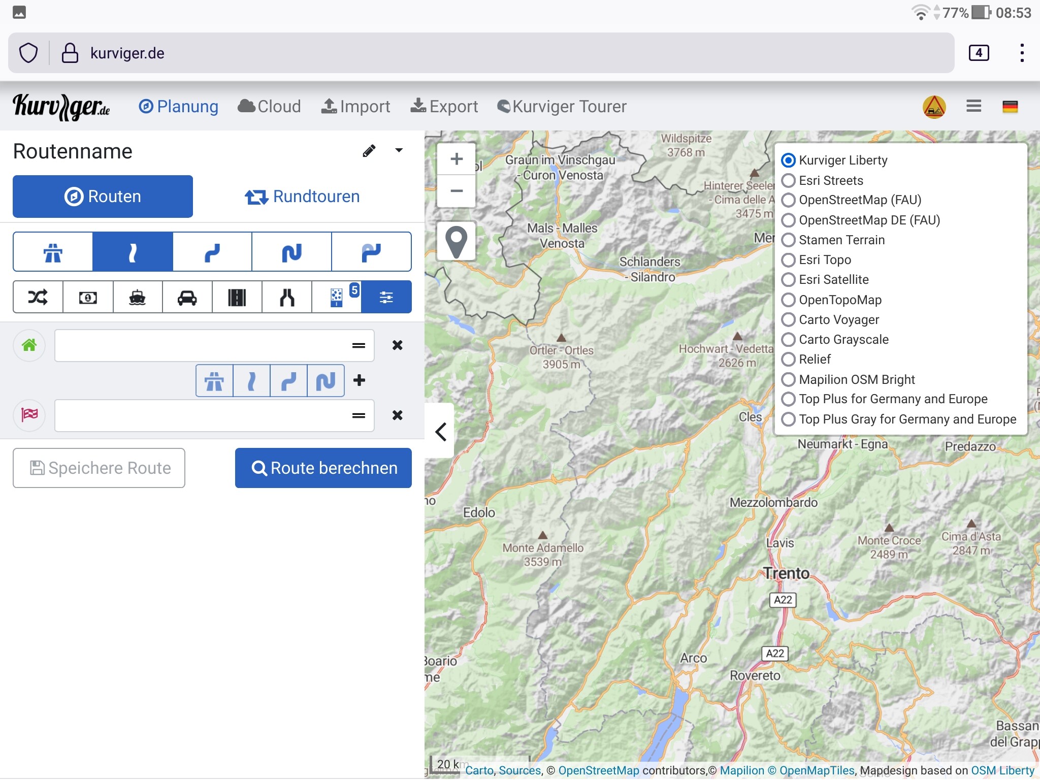 Map Animation Using Kurviger Bug in map selector - Website - Kurviger Forum